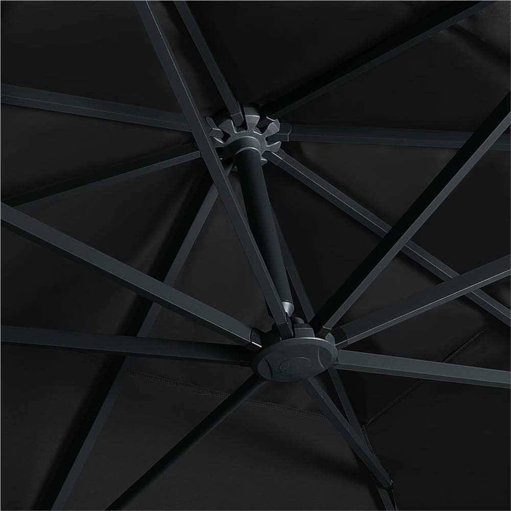 Cantilever Umbrella with LED Lights and Aluminium Pole 400x300 cm Black