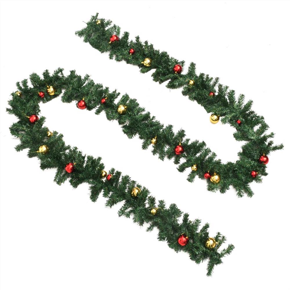 Christmas Garland Decorated with Baubles 10 m