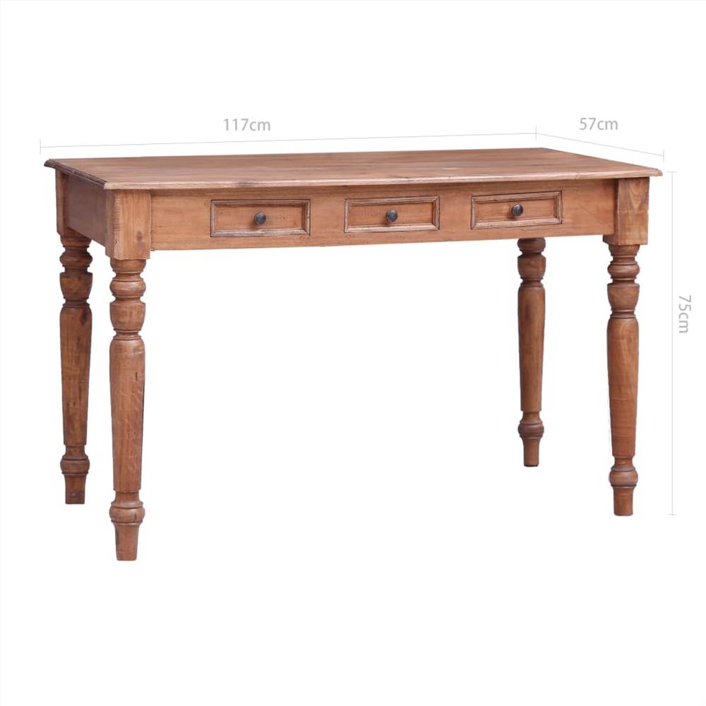 Desk with Drawers 117x57x75 cm Solid Reclaimed Wood