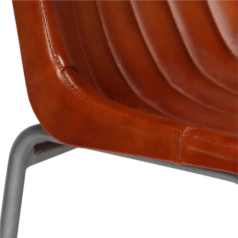 Dining Chairs 2 pcs Brown Real Leather