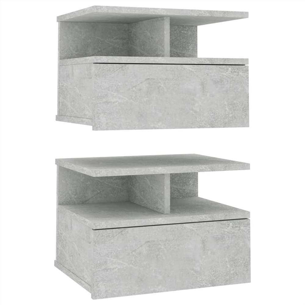 Floating Nightstands 2 pcs Concrete Grey 40x31x27cm Chipboard