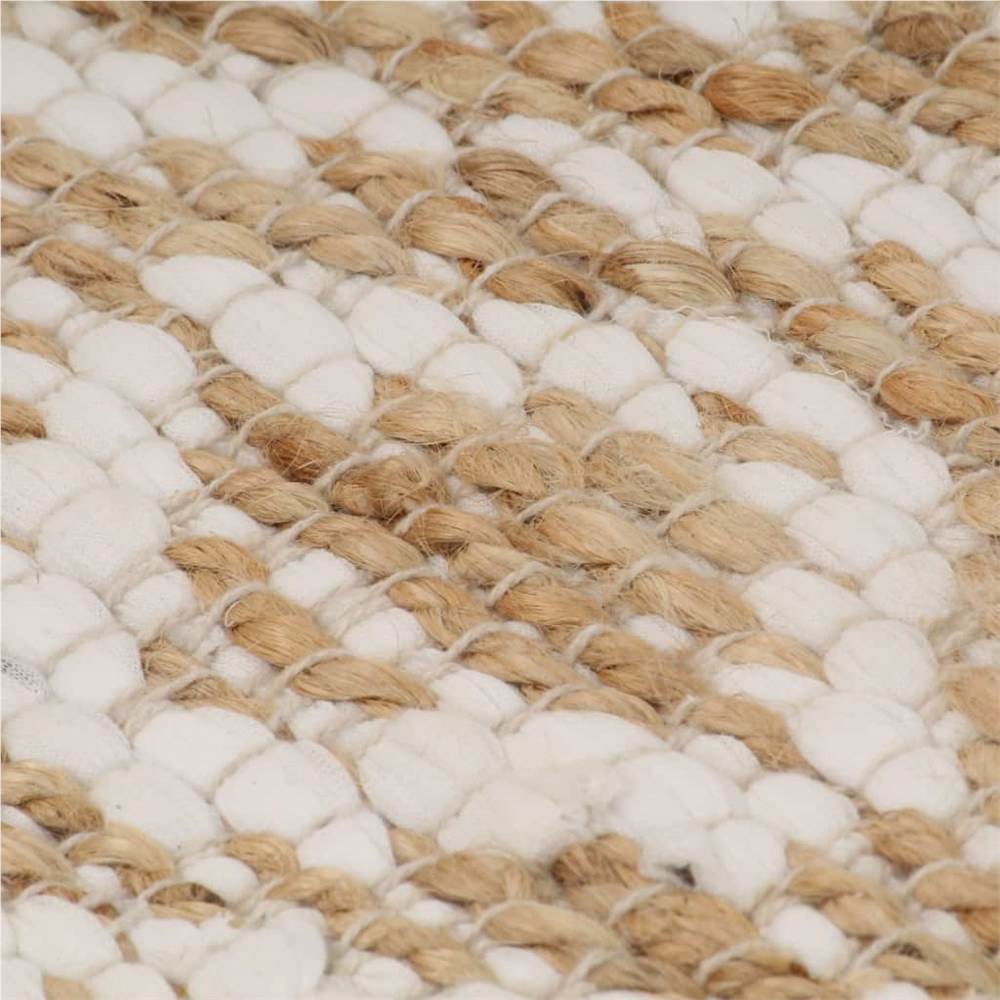 Hand-Woven Jute Area Rug Fabric 120x180 cm Natural and White