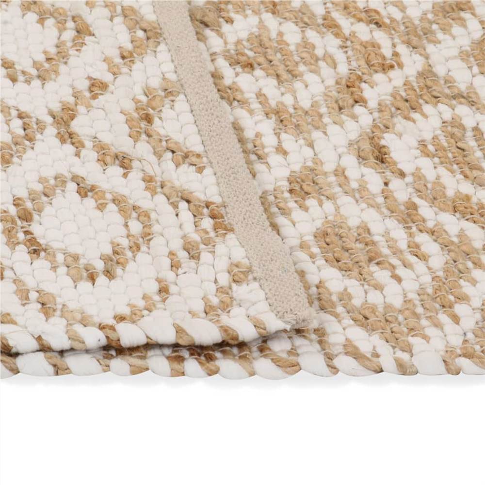 Hand-Woven Jute Area Rug Fabric 120x180 cm Natural and White