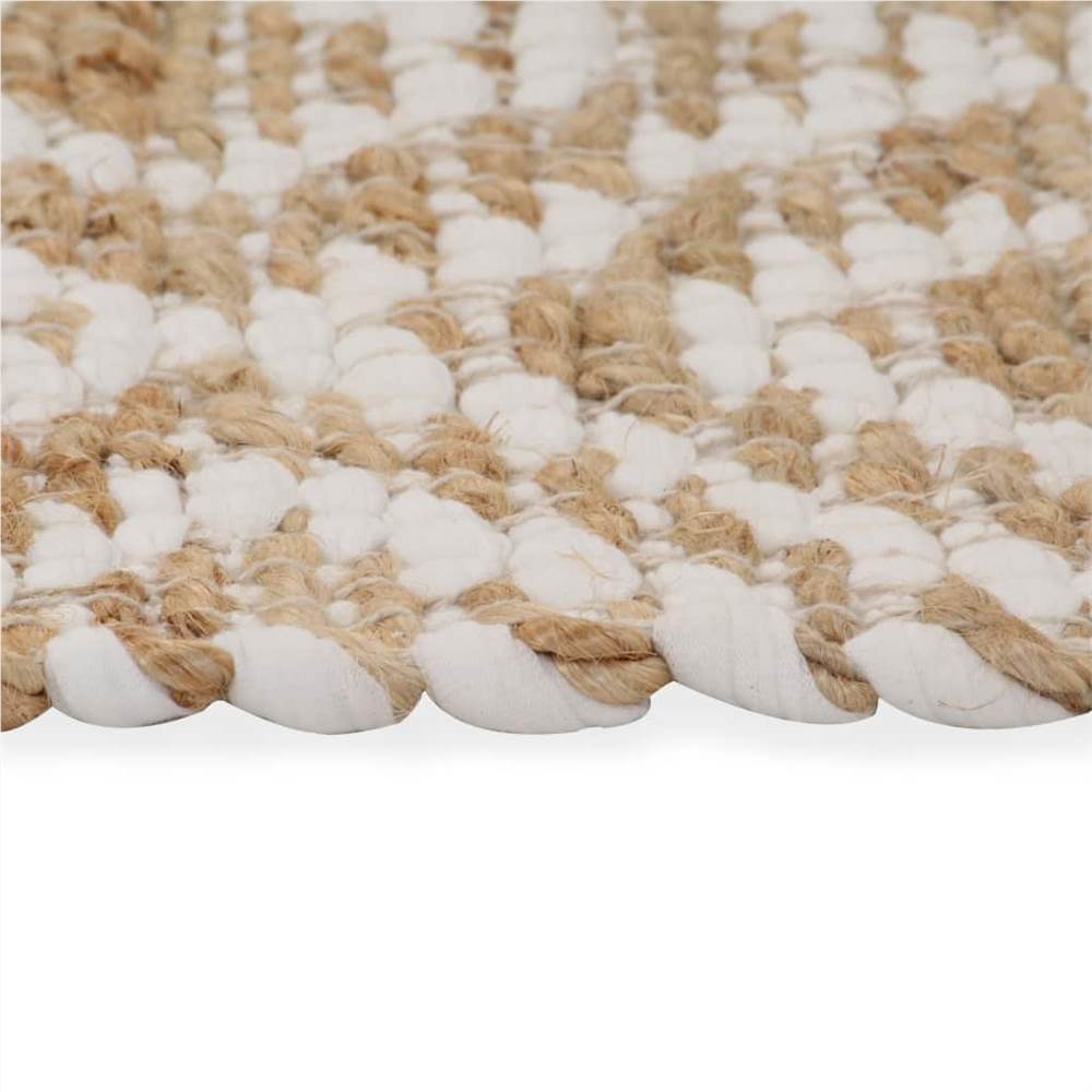 Hand-Woven Jute Area Rug Fabric 120x180 cm Natural and White