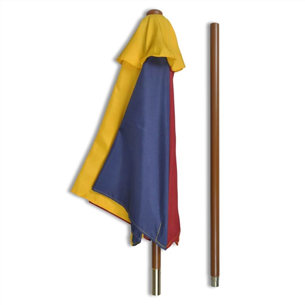 Kids Picnic Table with Benches and Parasol Multicolour Wood