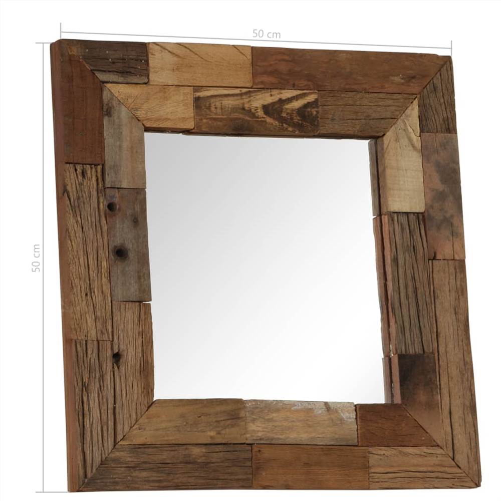 Mirror Solid Reclaimed Wood 50x50 cm