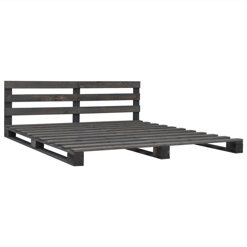 Pallet Bed Frame Grey Solid Pine Wood 140x200 cm