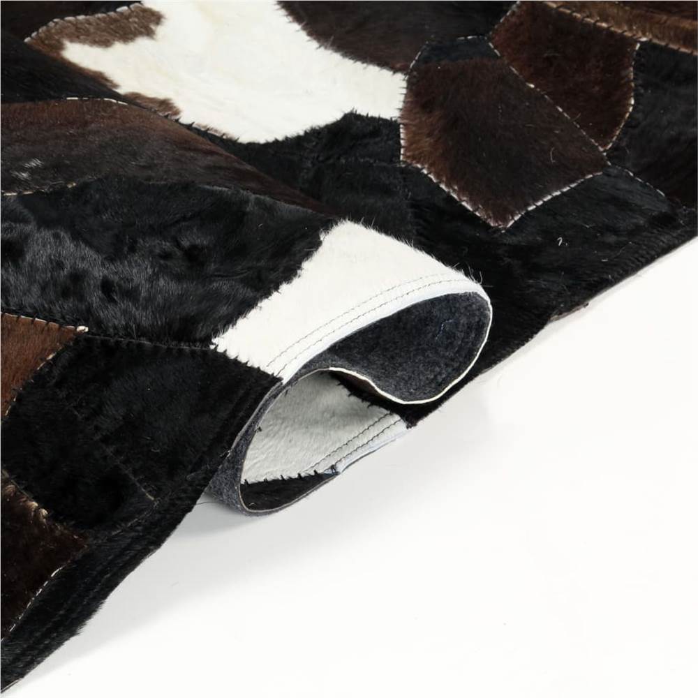 Rug Genuine Hair-on Leather Patchwork 160x230 cm Black/White/Brown