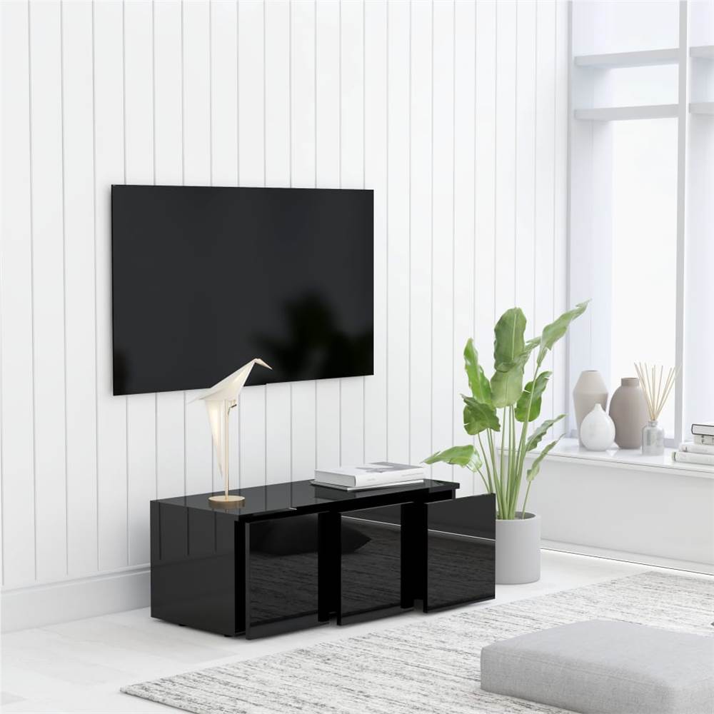 TV Cabinet High Gloss Black 80x34x30 cm Chipboard