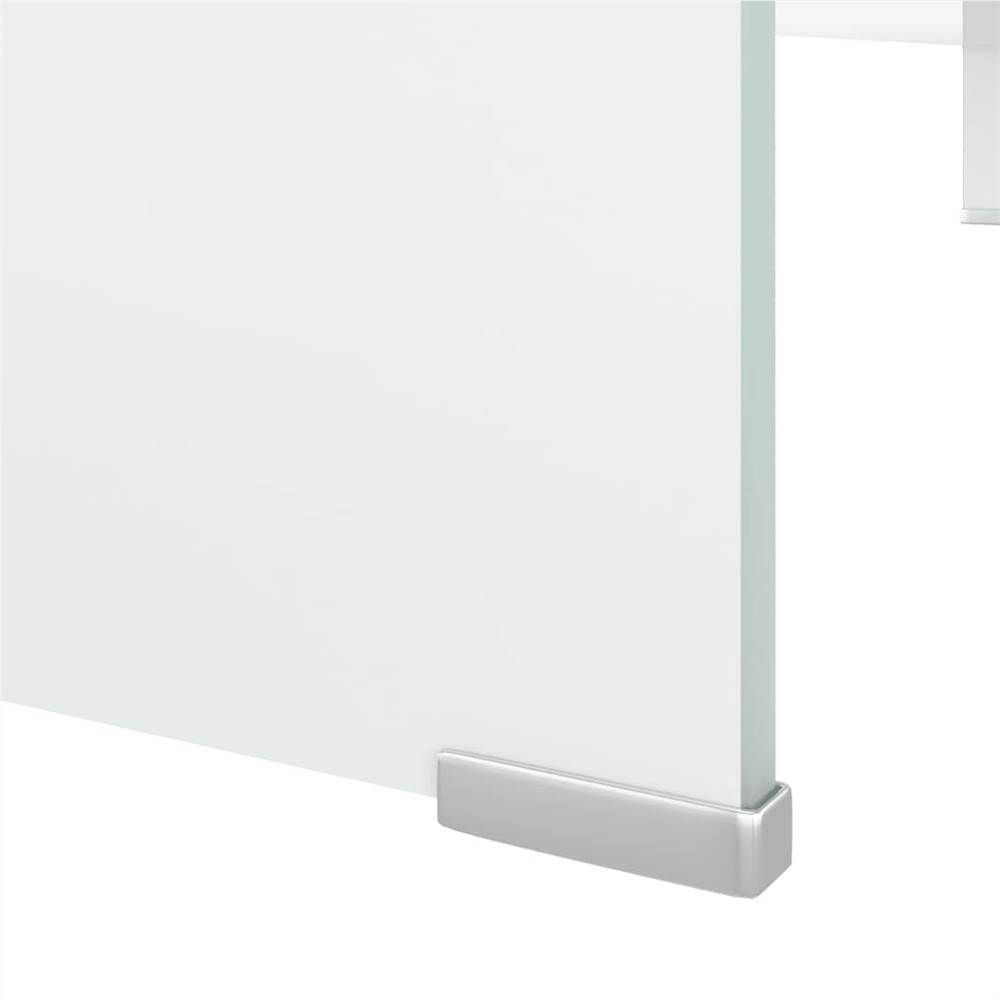 TV Stand/Monitor Riser Glass White 110x30x13 cm