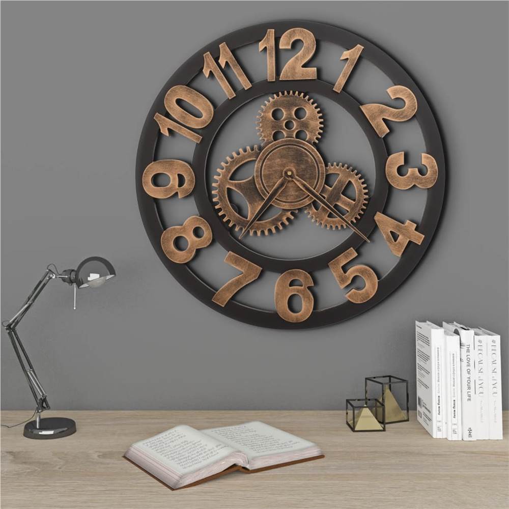 

Wall Clock Metal 58 cm Golden and Black