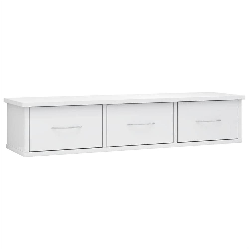 Wall Drawer Shelf High Gloss White 88x26x18.5 cm Chipboard