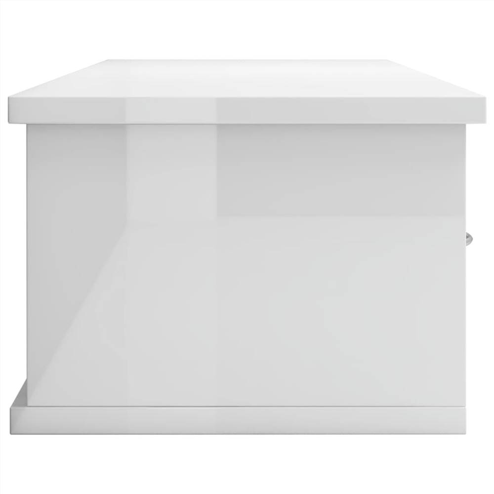 Wall Drawer Shelf High Gloss White 88x26x18.5 cm Chipboard