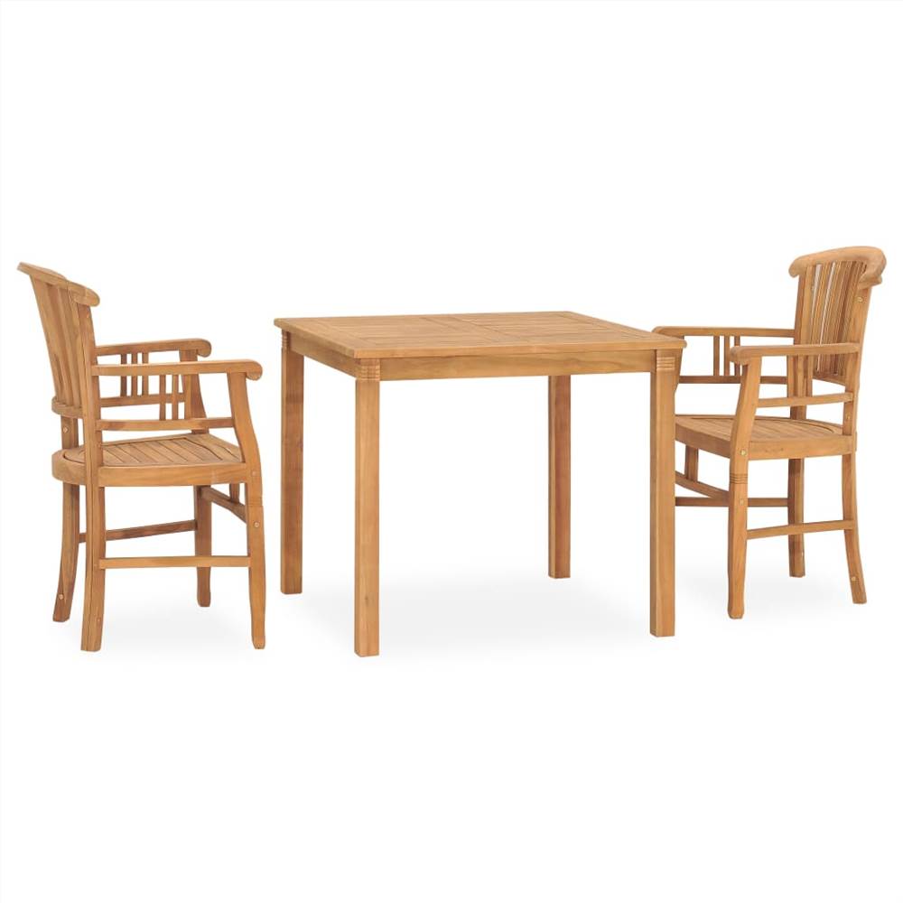 3 Piece Garden Dining Set Solid Teak Wood