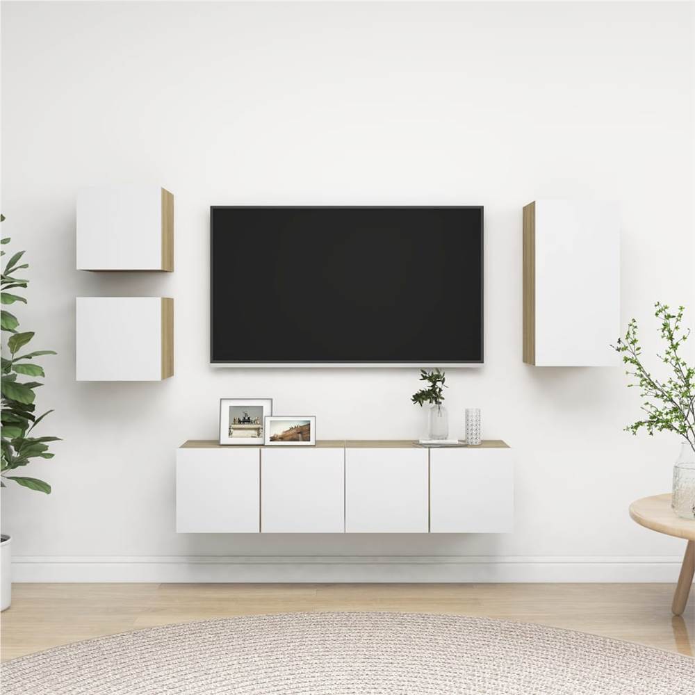 3079220 5 Piece TV Cabinet Set White and Sonoma Oak Chipboard (804497+803336+804524)
3079220 5 Piece TV Cabinet Set White and Sonoma Oak Chipboard (804497+803336+804524)