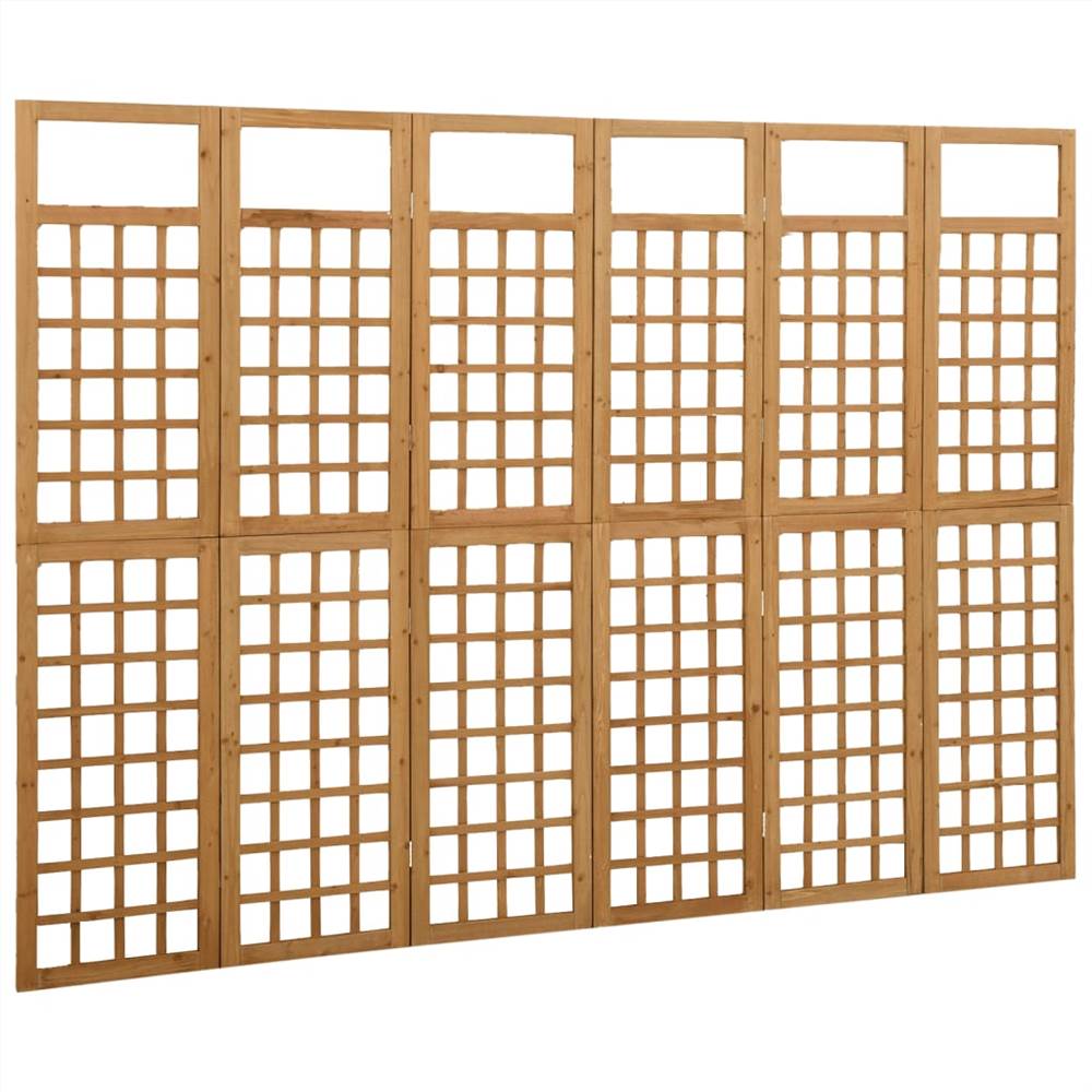 6-Panel Room Divider/Trellis Solid Fir Wood 242.5x180 cm