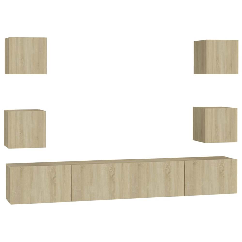 6 Piece TV Cabinet Set Sonoma Oak Chipboard