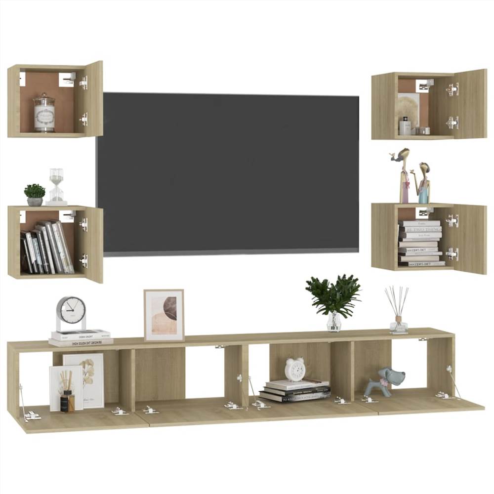 6 Piece TV Cabinet Set Sonoma Oak Chipboard