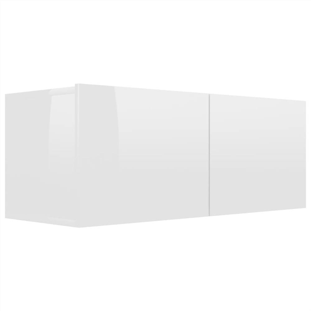 8 Piece TV Cabinet Set High Gloss White Chipboard