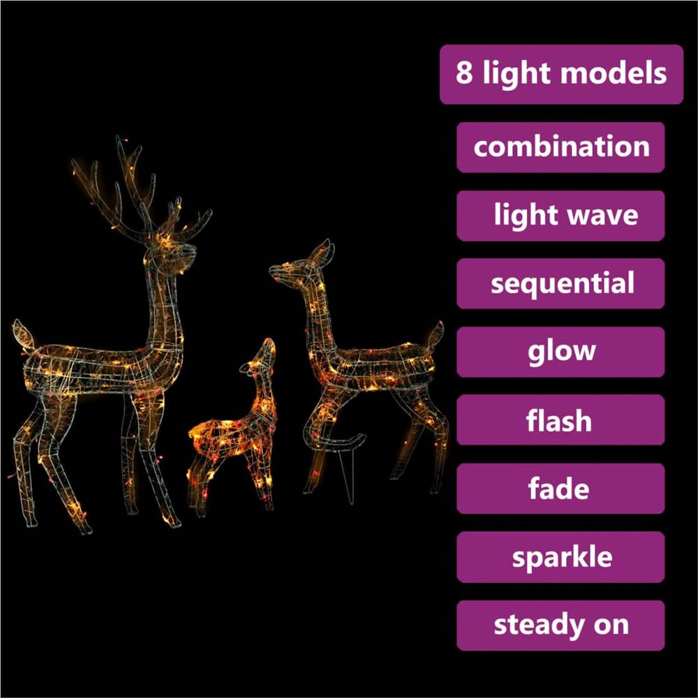 Acrylic Reindeer Family Christmas Decoration 300 LED Colourful