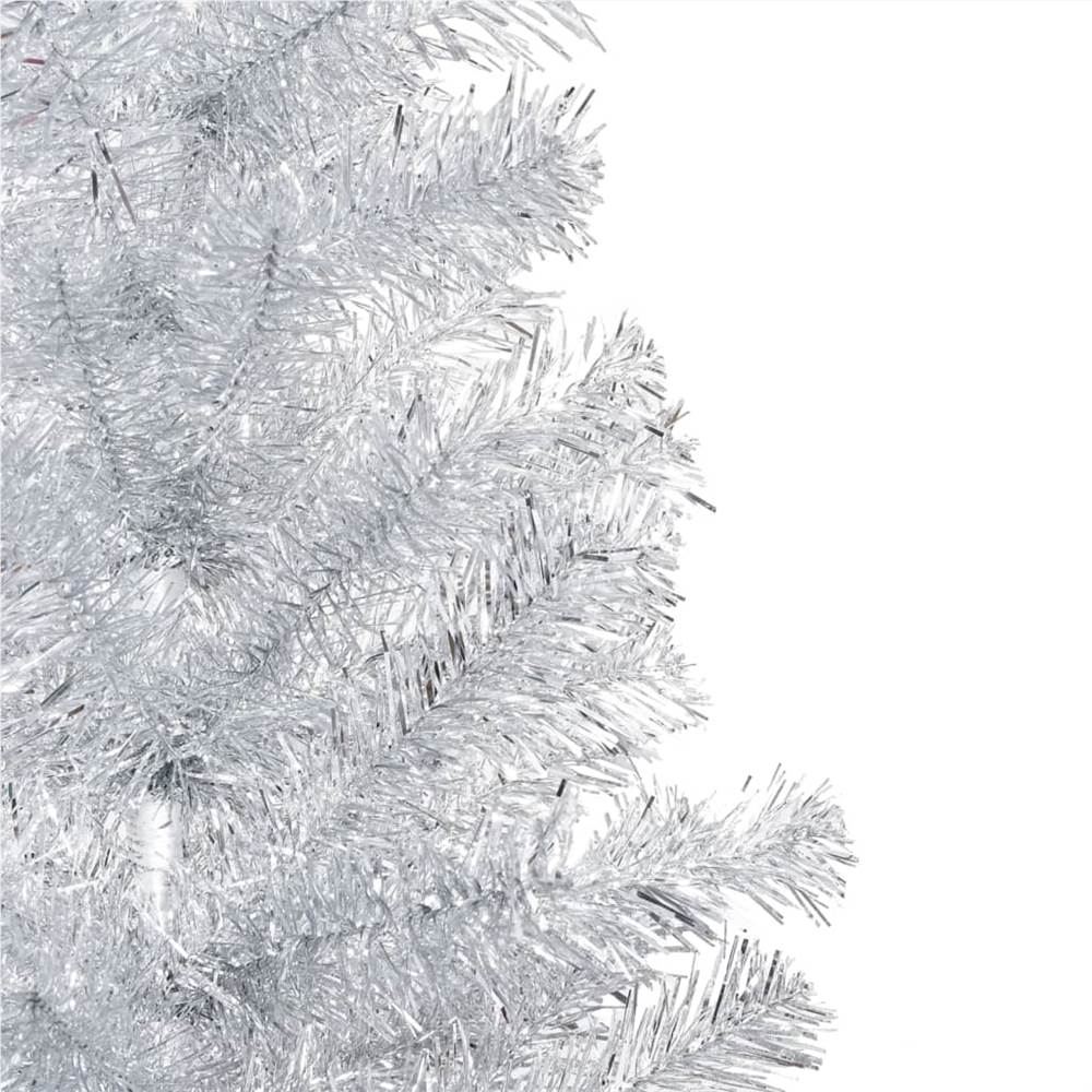 Artificial Christmas Tree with LEDs&Stand Silver 150 cm PET