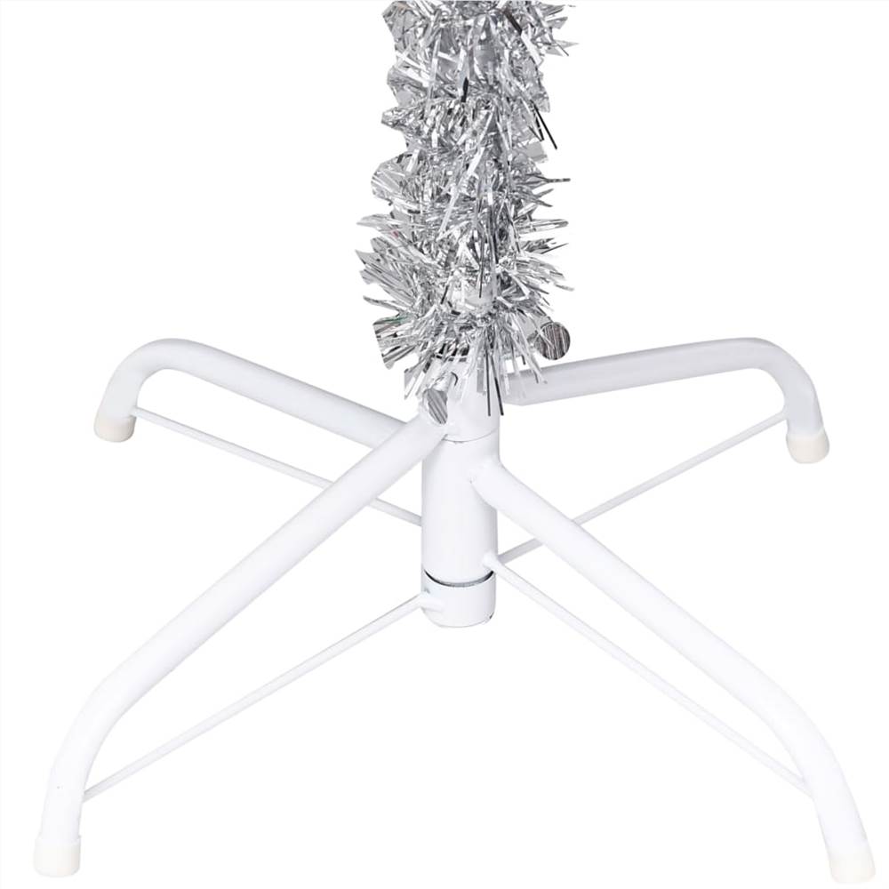 Artificial Christmas Tree with LEDs&Stand Silver 150 cm PET