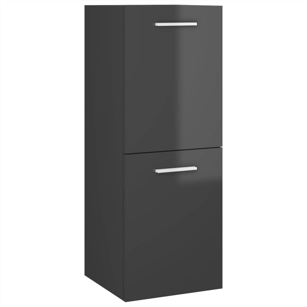 Bathroom Furniture Set High Gloss Grey Chipboard