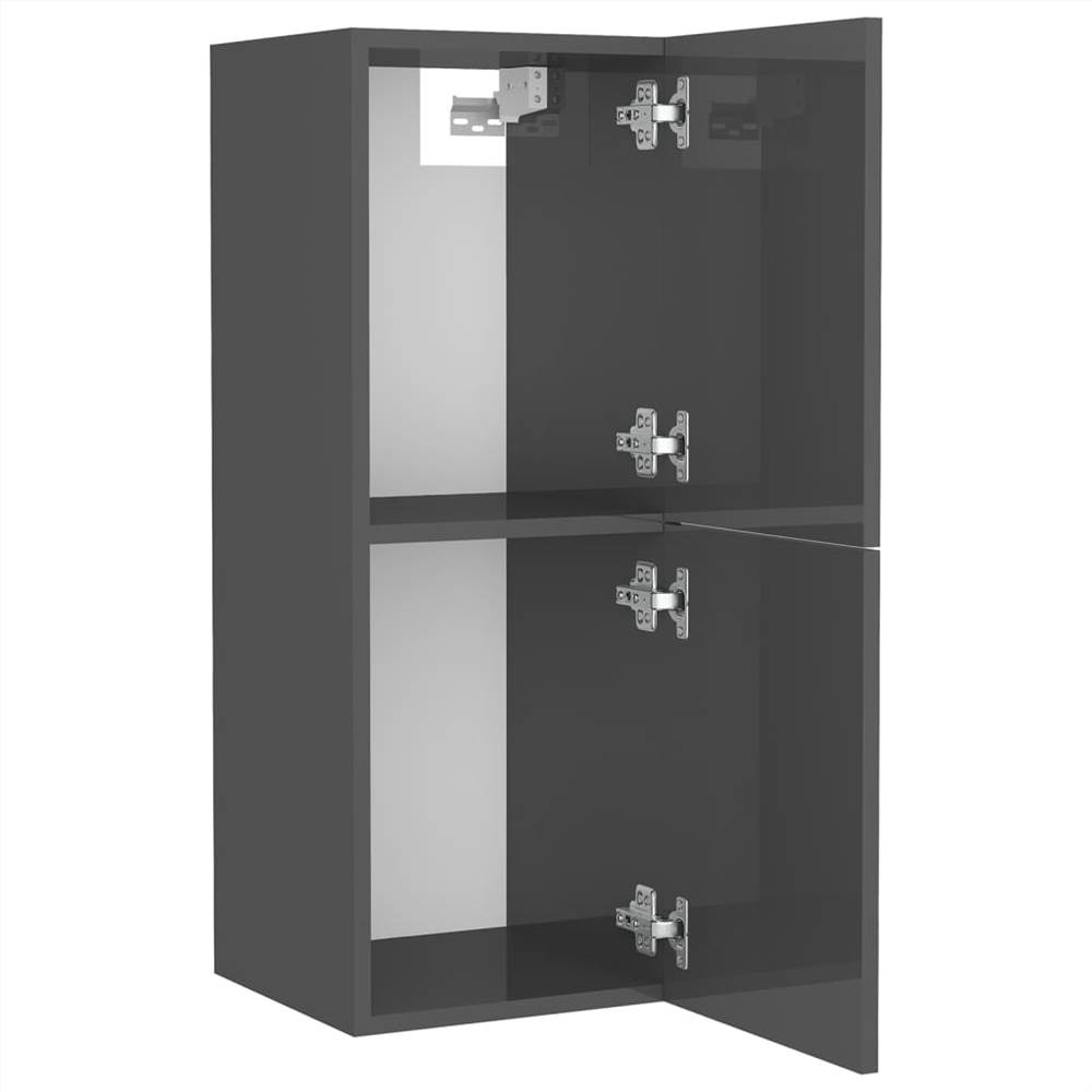 Bathroom Furniture Set High Gloss Grey Chipboard