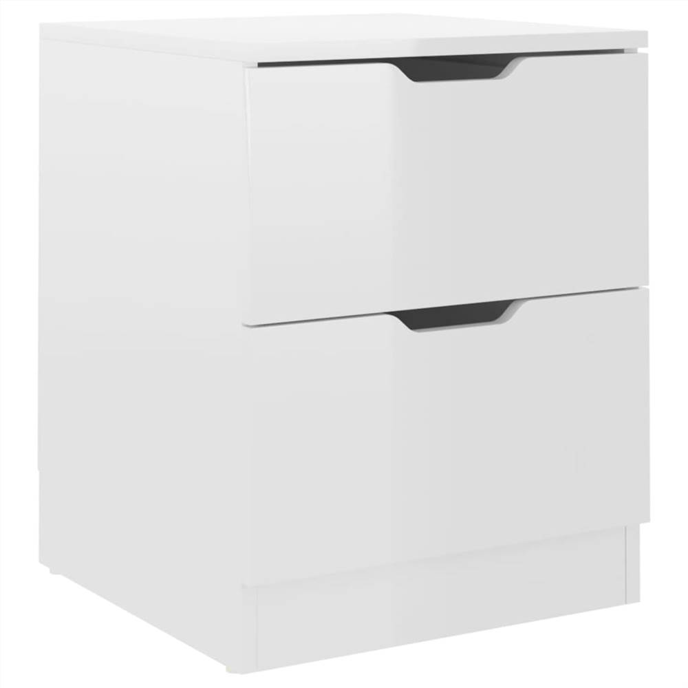 Bedside Cabinet High Gloss White 40x40x50 cm Chipboard