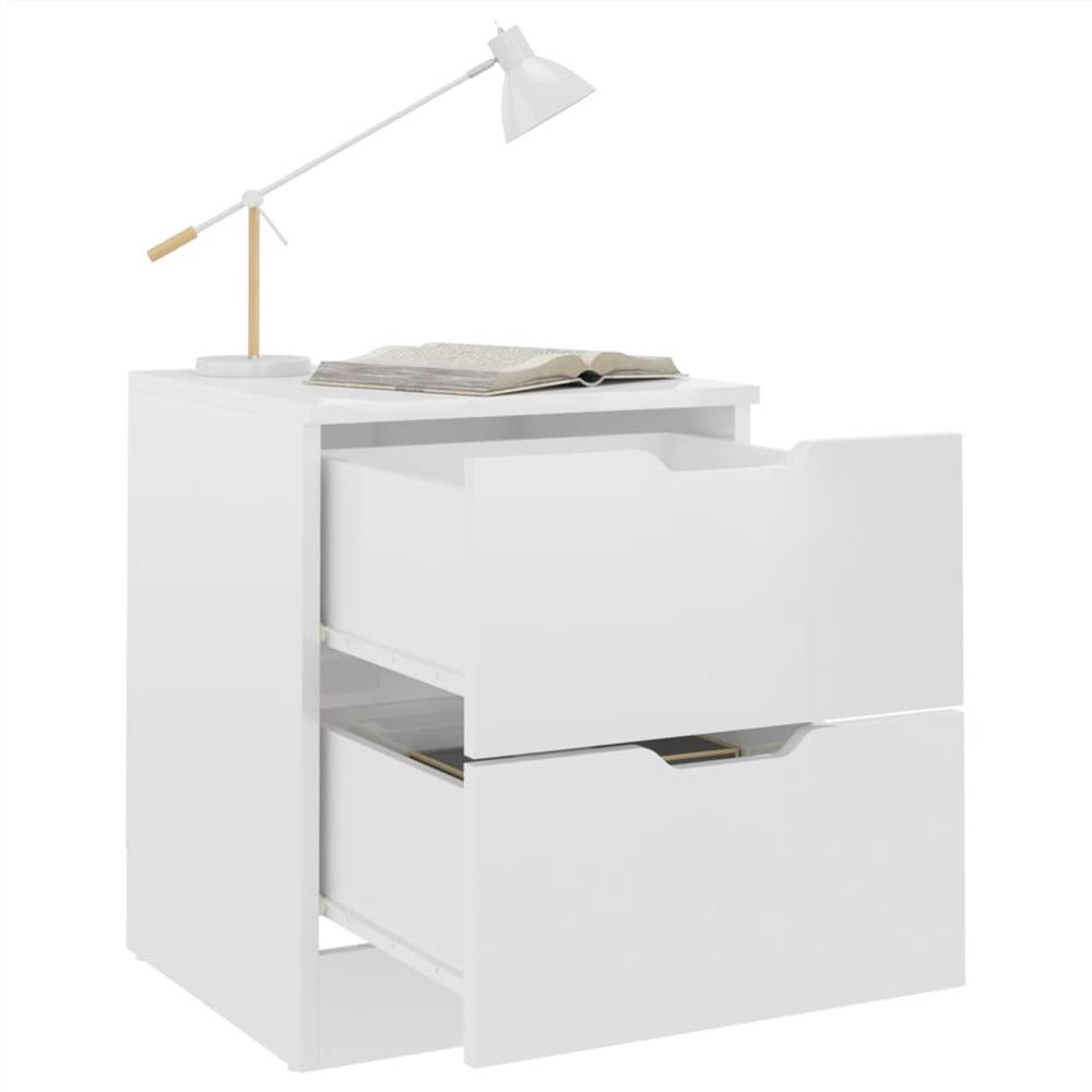 Bedside Cabinet High Gloss White 40x40x50 cm Chipboard