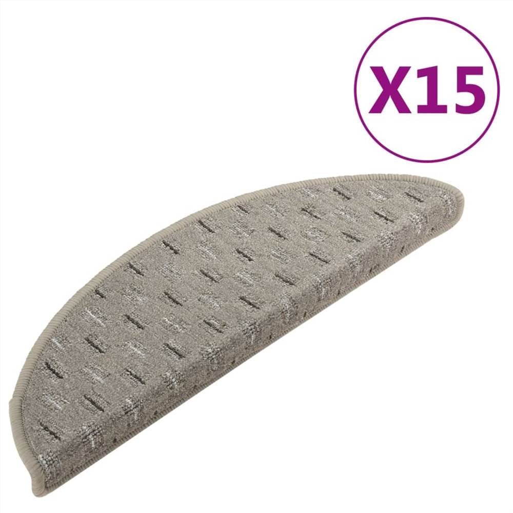 Carpet Stair Treads 15 pcs Grey 56x20 cm