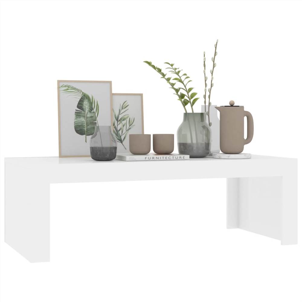 Coffee Table High Gloss White 110x50x35 cm Chipboard