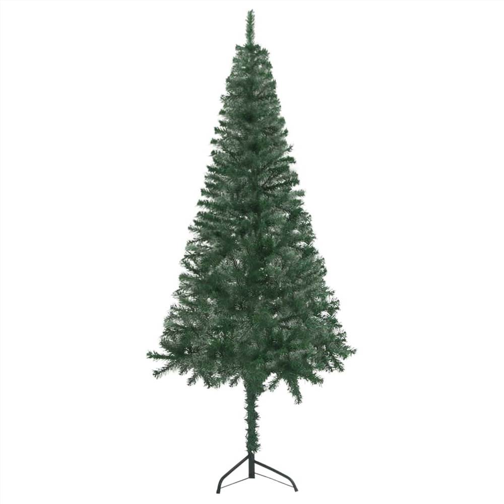 Corner Artificial Christmas Tree with LEDs Green 150 cm PVC
