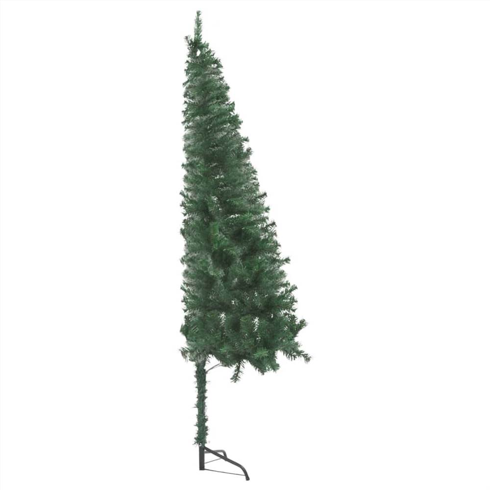 Corner Artificial Christmas Tree with LEDs Green 150 cm PVC