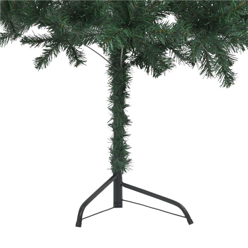 Corner Artificial Christmas Tree with LEDs Green 150 cm PVC