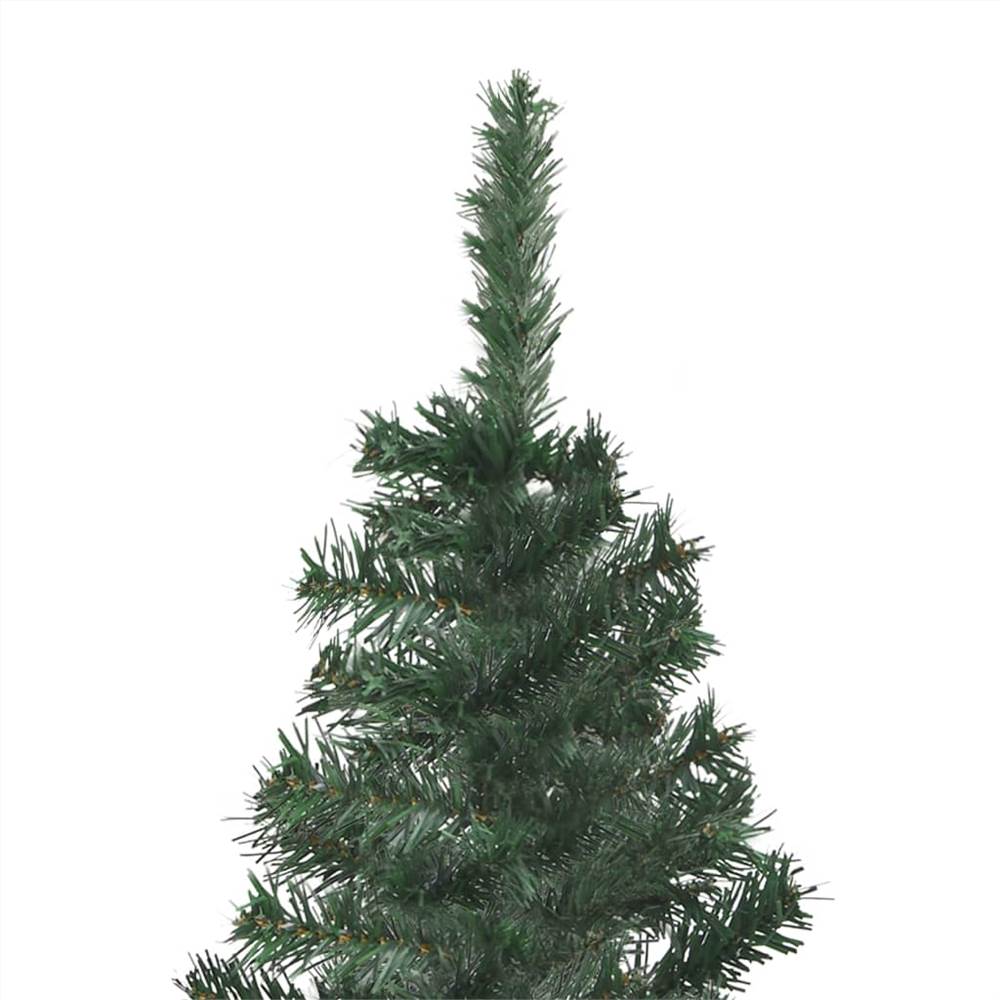 Corner Artificial Christmas Tree with LEDs Green 150 cm PVC