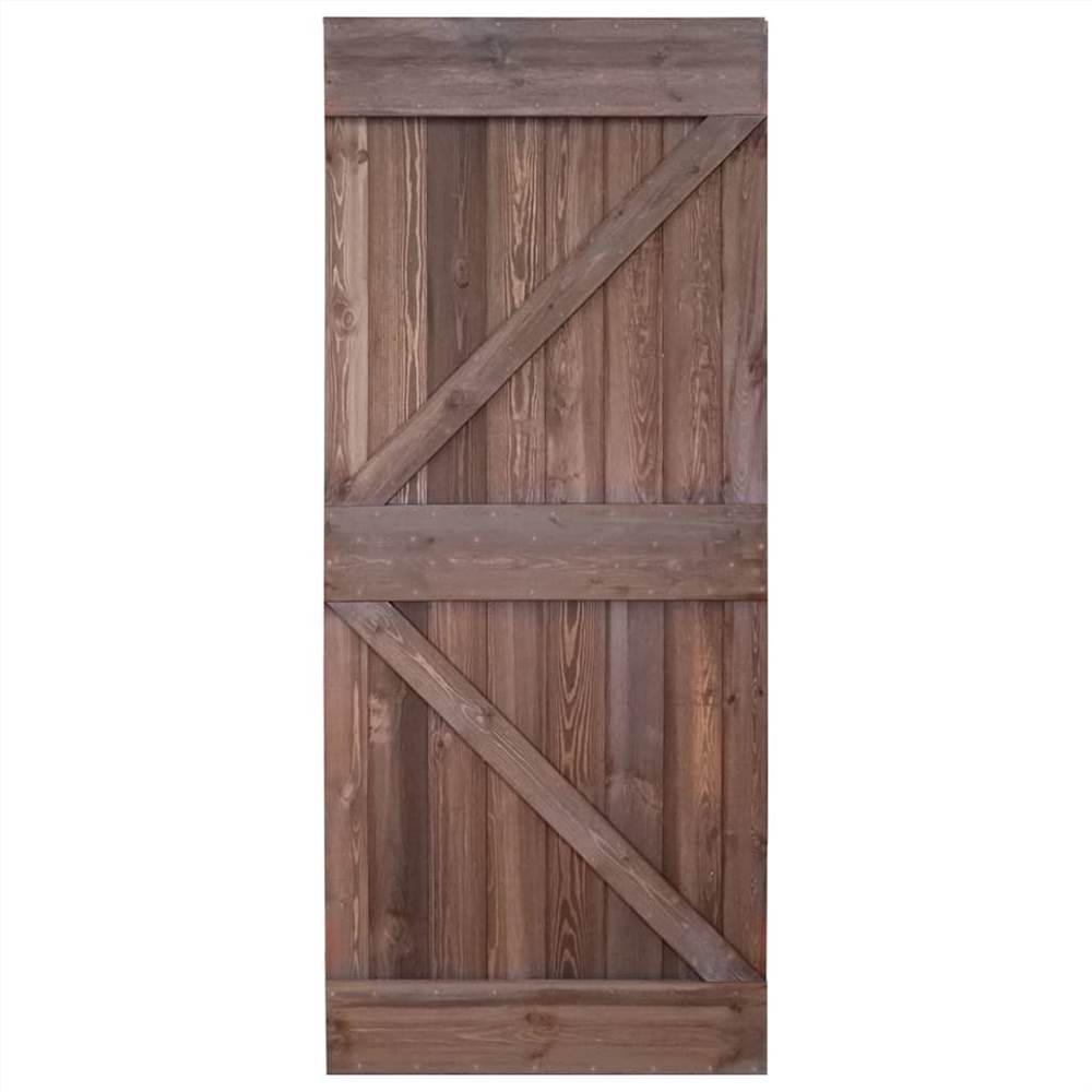 Sliding Door with Hardware Set 80x210 cm Pine Wood Dark Brown