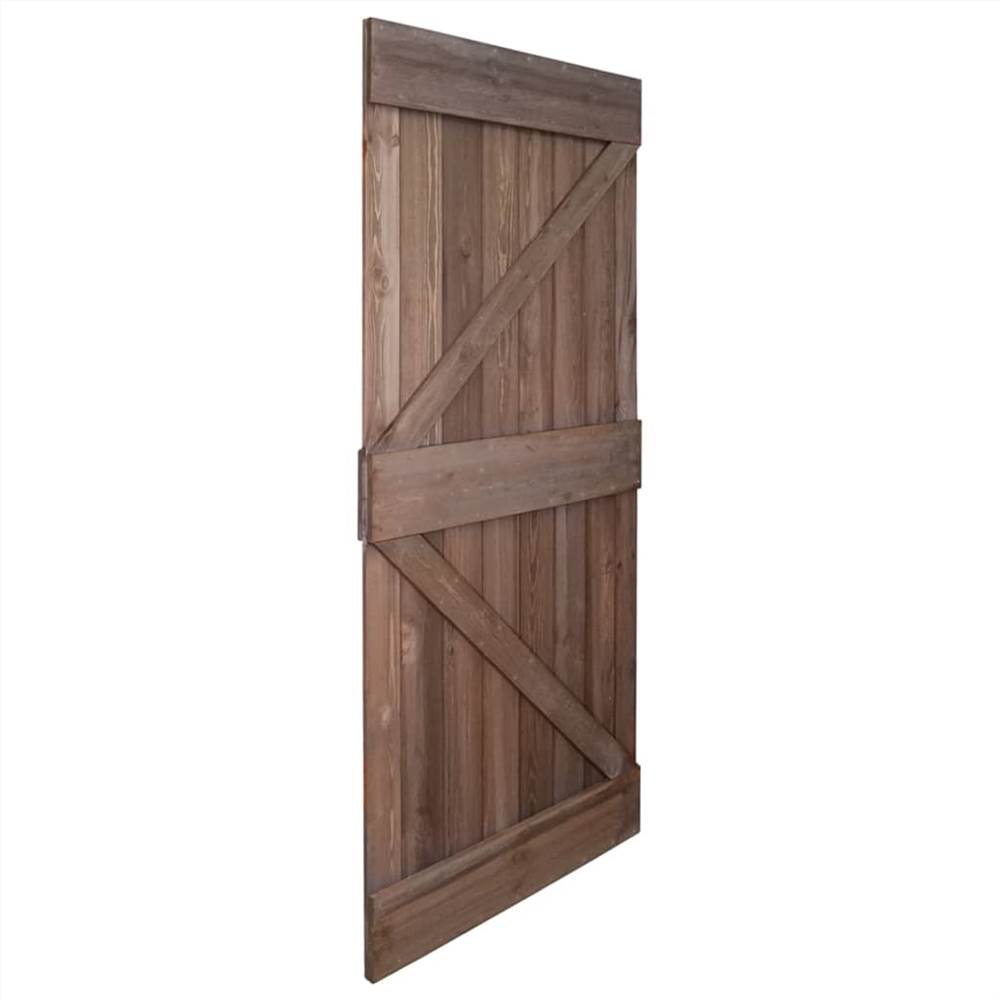 Sliding Door with Hardware Set 80x210 cm Pine Wood Dark Brown