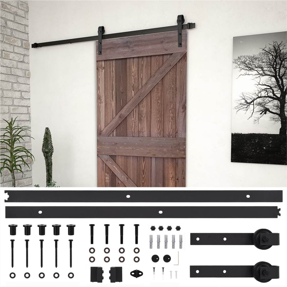 Sliding Door with Hardware Set 80x210 cm Pine Wood Dark Brown