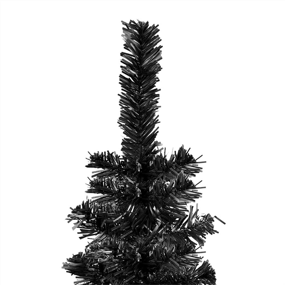 Slim Christmas Tree with LEDs Black 120 cm