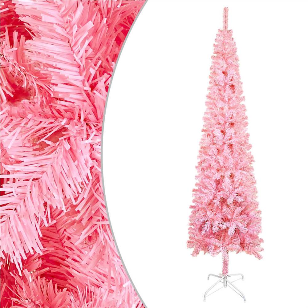 Slim Christmas Tree with LEDs Pink 240 cm