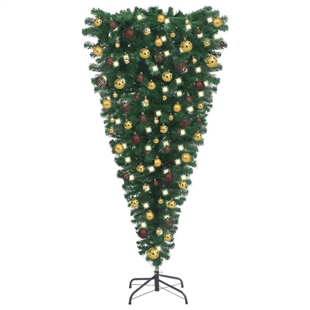 

Upside-down Artificial Christmas Tree with LEDs&Ball Set 210 cm