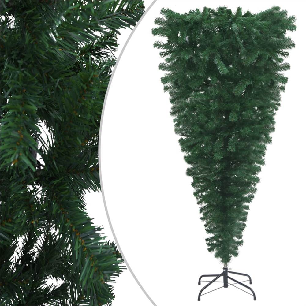 Upside-down Artificial Christmas Tree with LEDs Green 180 cm