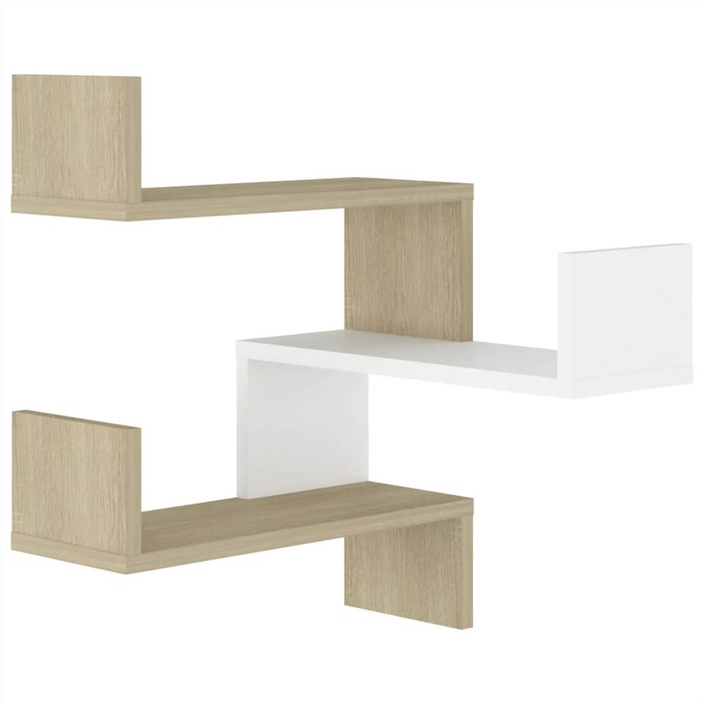 Wall Corner Shelf White and Sonoma Oak 40x40x50 cm Chipboard