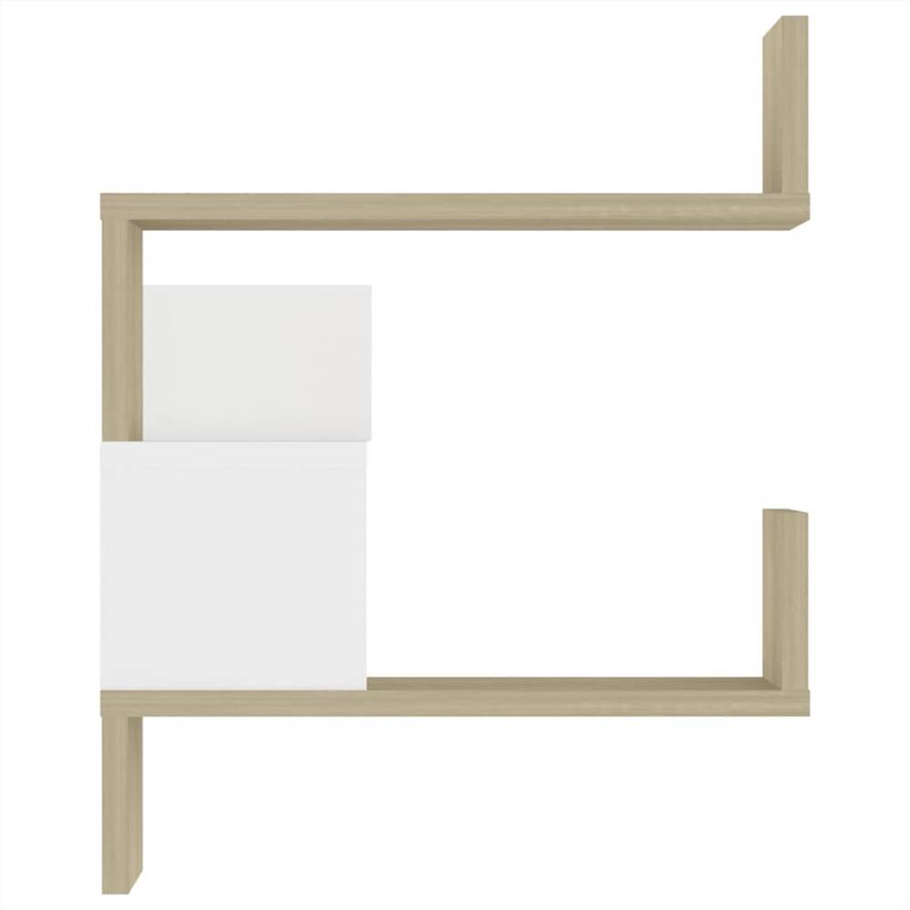 Wall Corner Shelf White and Sonoma Oak 40x40x50 cm Chipboard