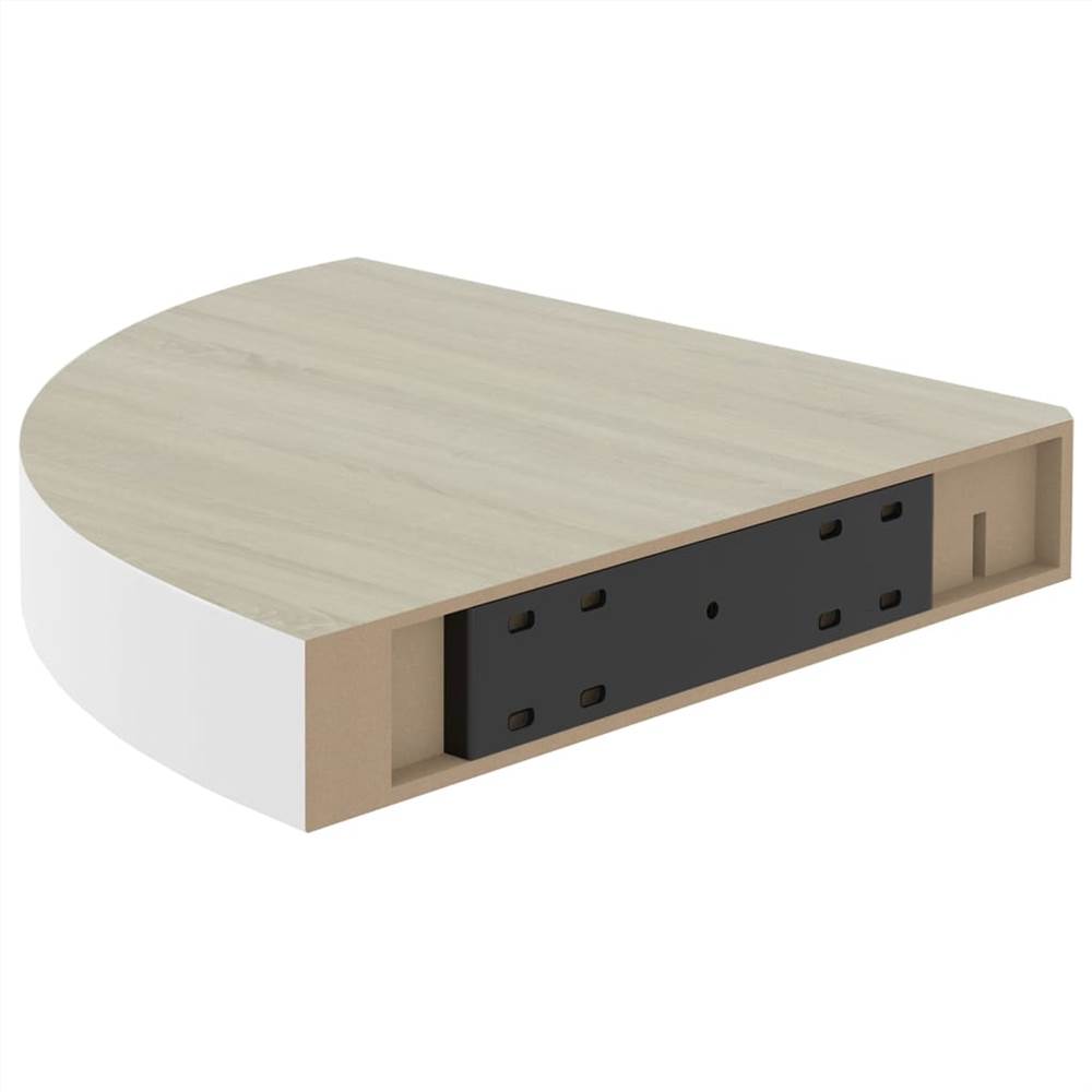 Wall Corner Shelves 4 pcs Oak and White 35x35x3.8 cm MDF