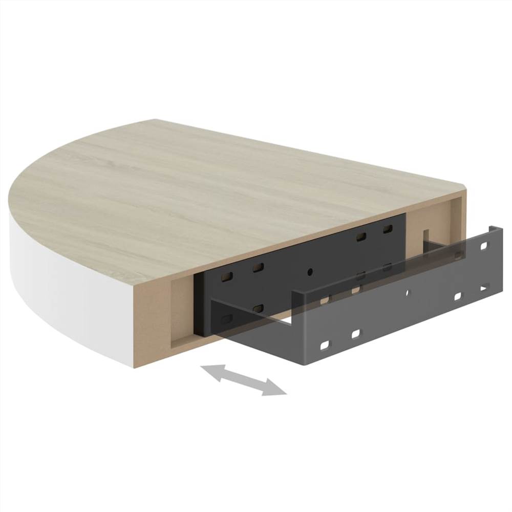 Wall Corner Shelves 4 pcs Oak and White 35x35x3.8 cm MDF