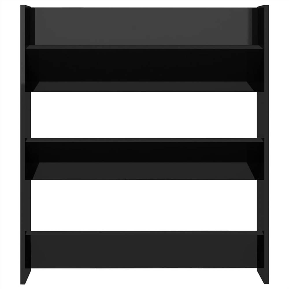 Wall Shoe Cabinet High Gloss Black 80x18x90 cm Chipboard