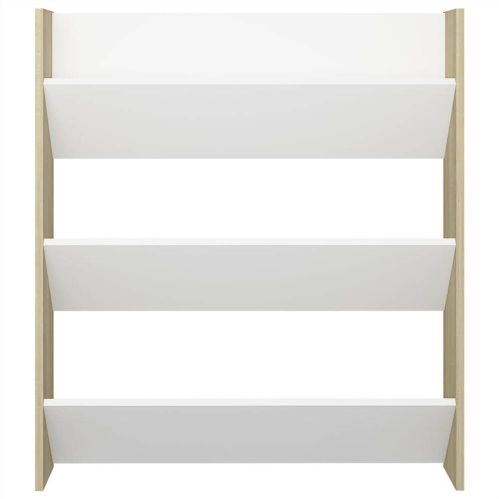 Wall Shoe Cabinet White and Sonoma Oak 80x18x90 cm Chipboard