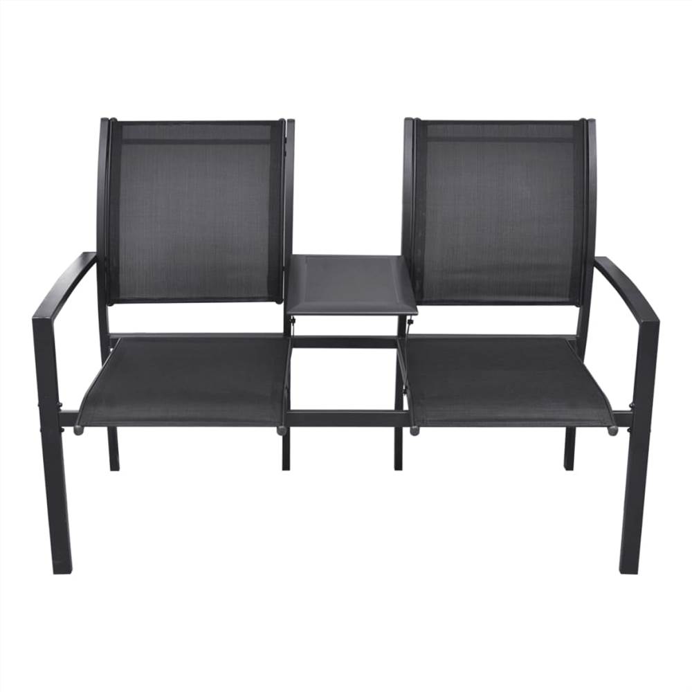 2 Seater Garden Bench 131 cm Steel and Textilene Black